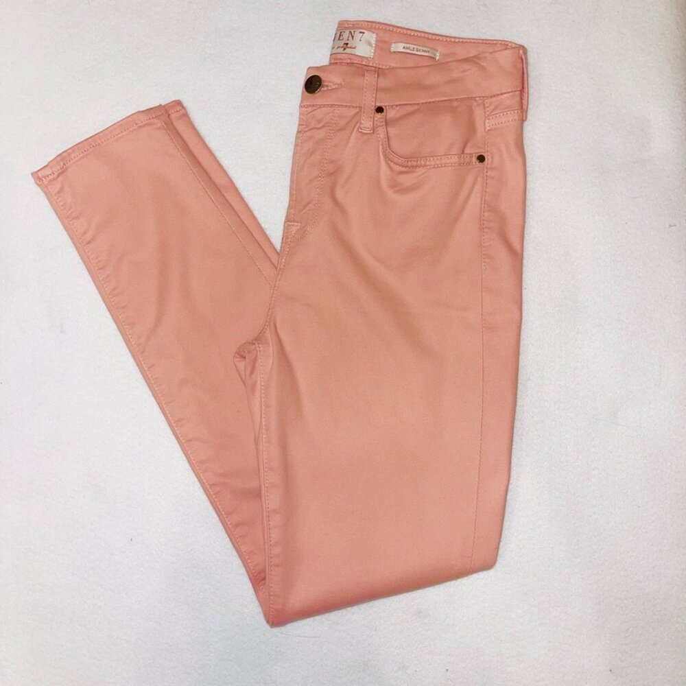 Jen7 by 7 for All Mankind Mid Rise Light Pink Ankle Skinny Jeans | Size 4